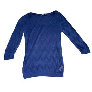 Stradivarius womens Light Weight Open Knit Sweater-Blue-Size M-GUC